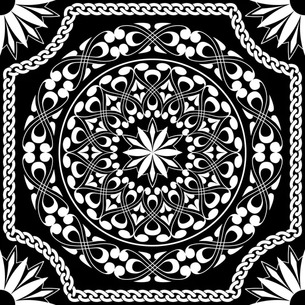 Motif blanc vectoriel de spirales, tourbillons et chaînes — Image vectorielle