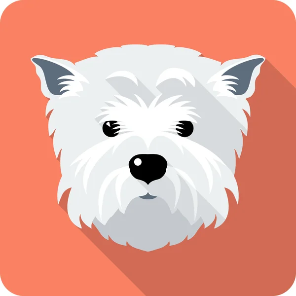 Cão West Highland White Terrier ícone de design plano —  Vetores de Stock