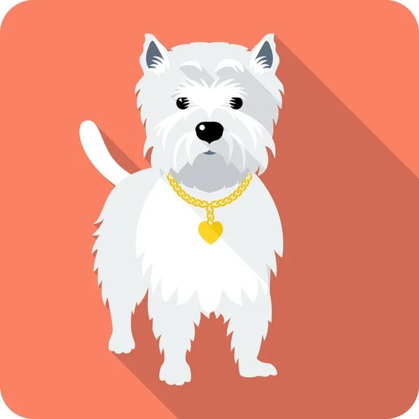 Cão West Highland White Terrier ícone de design plano —  Vetores de Stock