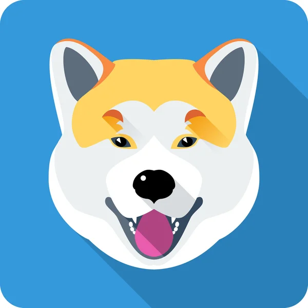 Dog Akita Inu Japanese breed icon flat design — Stock Vector