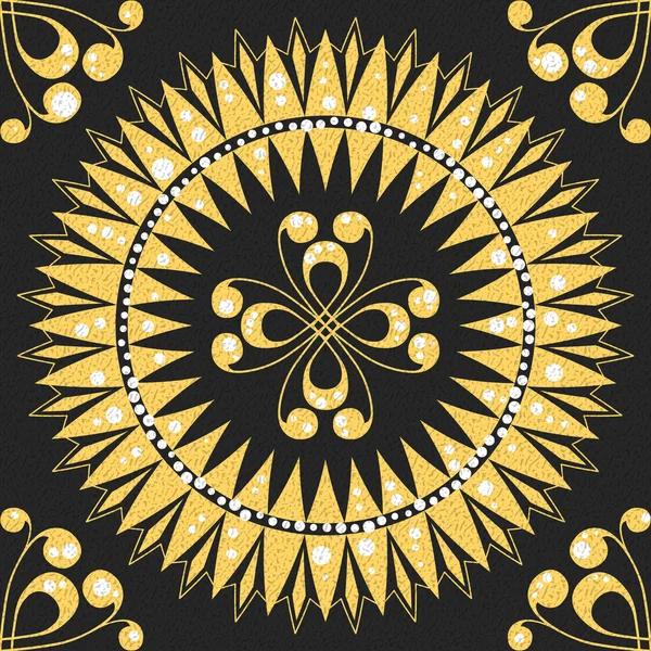 Vector patrón de oro floral sin costuras — Vector de stock