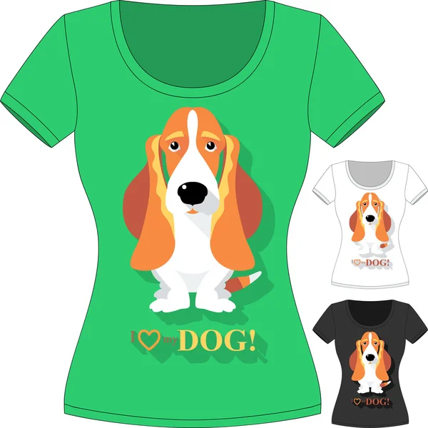 Vector T-shirt with dog Basset Hound — Stock Vector