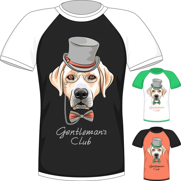 T-shirt com Labrador Retriever cão cavalheiro — Vetor de Stock