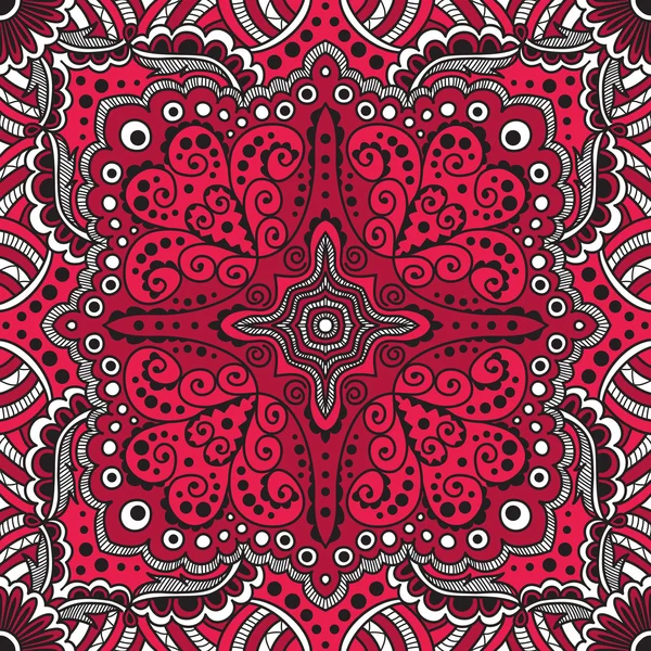 Vector naadloze rode patroon van spiralen, wervelingen, kettingen — Stockvector