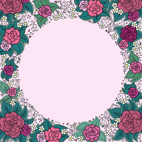 Vector varicolored floral round ornamental frame — Stock Vector