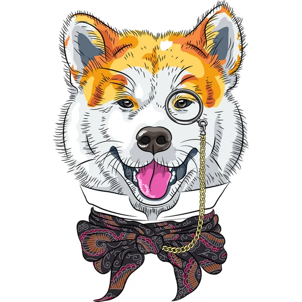 Vector grappige cartoon hipster hond Akita Inu — Stockvector