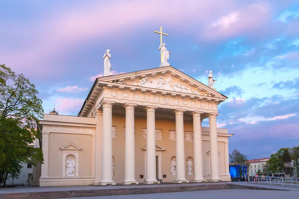 Kathedraal van Vilnius bij zonsondergang licht, Litouwen. — Stockfoto