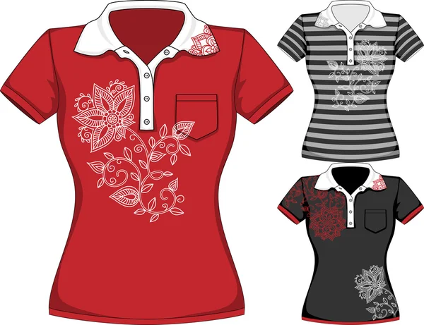 Plantillas de diseño de camiseta de manga corta Vector para mujer — Vector de stock