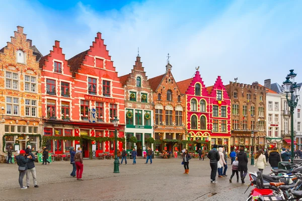 Christmas Grote Markt square de Brugge, Bélgica . — Fotografia de Stock