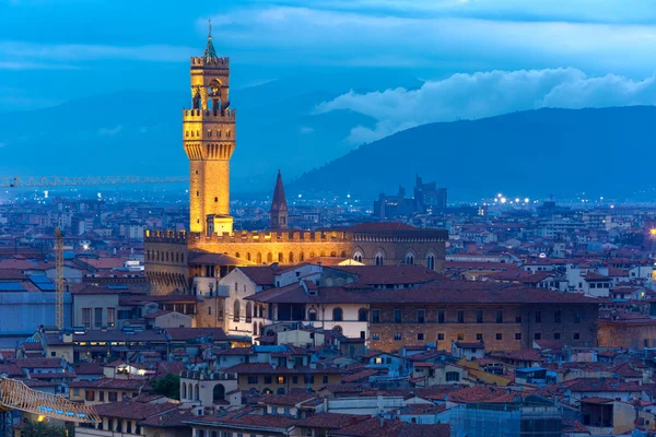 Palazzo Vecchio na zmierzchu w Florencja, Włochy — Zdjęcie stockowe