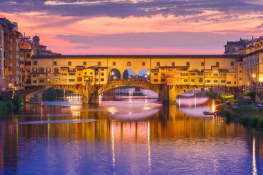 Arno and Ponte Vecchio at sunset, Florence, Italy clipart