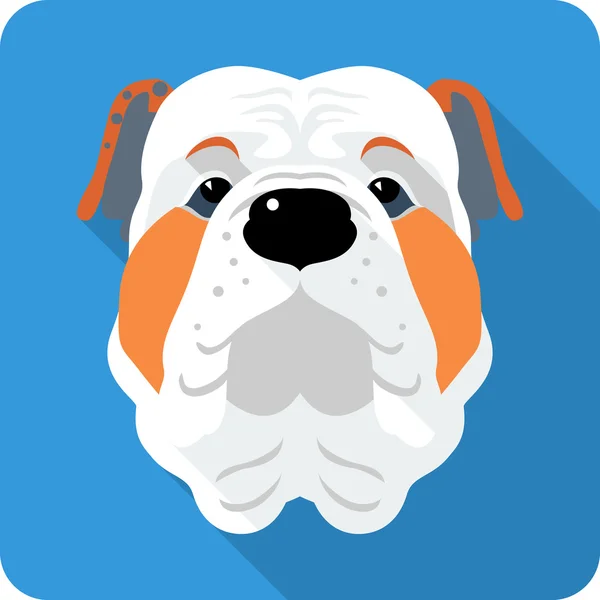 Hund Englische Bulldogge Ikone flaches Design — Stockvektor