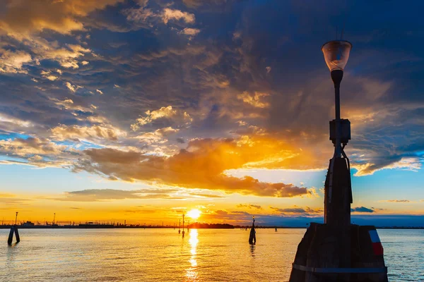 Lagoon and Venezia Mestre at sunset , Italy — Stock Photo, Image