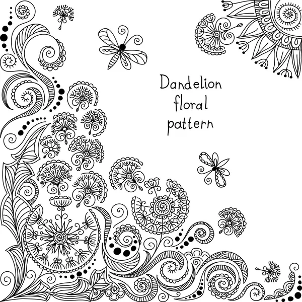 Vecteur motif floral noir et blanc — Image vectorielle