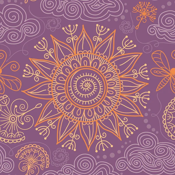 Vector seamless sunny floral pattern — Stockvector