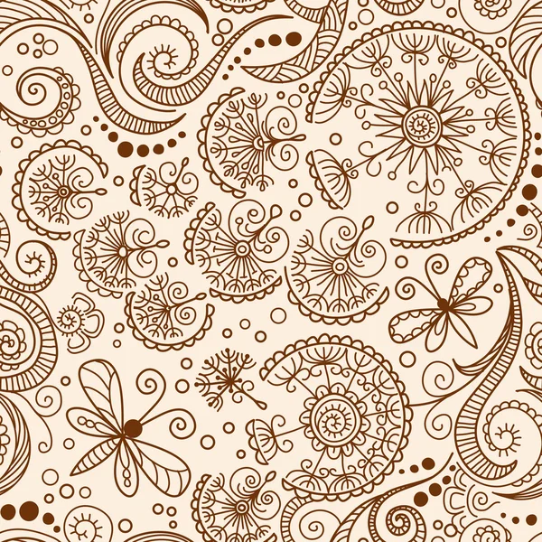 Vektorové bezešvé Henna mehndi doodle vzor — Stockový vektor