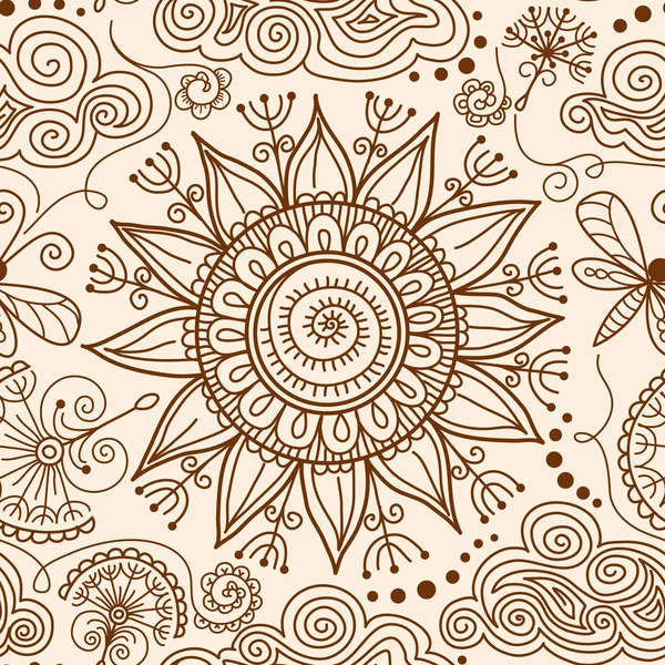 Vetor sem costura Henna mehndi doodle padrão — Vetor de Stock