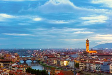 Ponte Vecchio and Palazzo Vecchio, Florence, Italy clipart