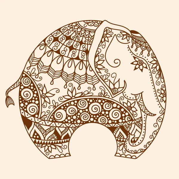 Vector Henna mehndi elefante indio decorado — Archivo Imágenes Vectoriales