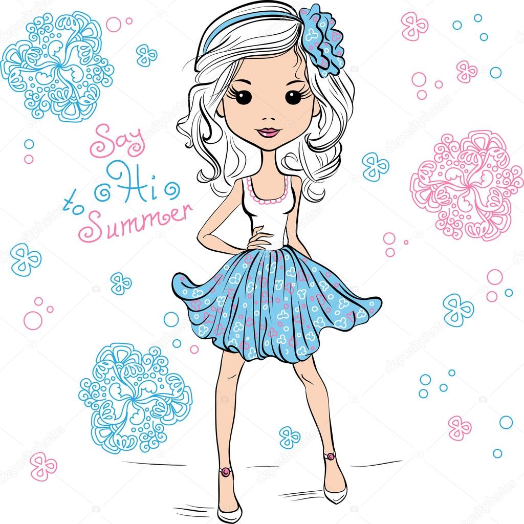 Vector fashion cute happy girl Stock Vector Image by ©olgacov #80327512 Vector fashion cute happy girl Stock Vector Image by ©olgacov #80327512