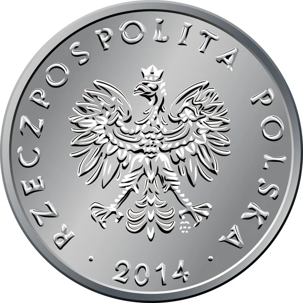 正面的波兰钱一兹罗提枚硬币 — 图库矢量图片