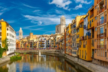 Colorful houses in Girona, Catalonia, Spain clipart