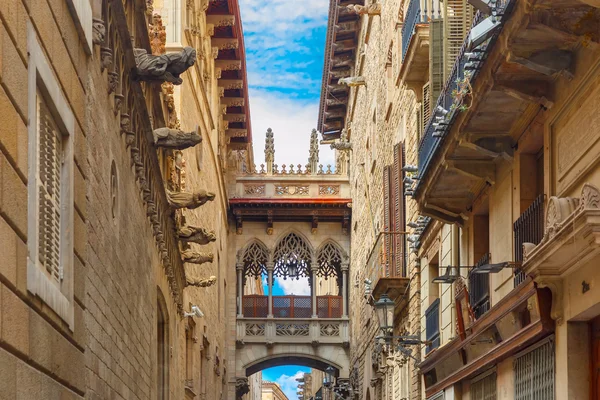 Carrer del Bisbe en Barcelona Barrio Gótico, España — Foto de Stock