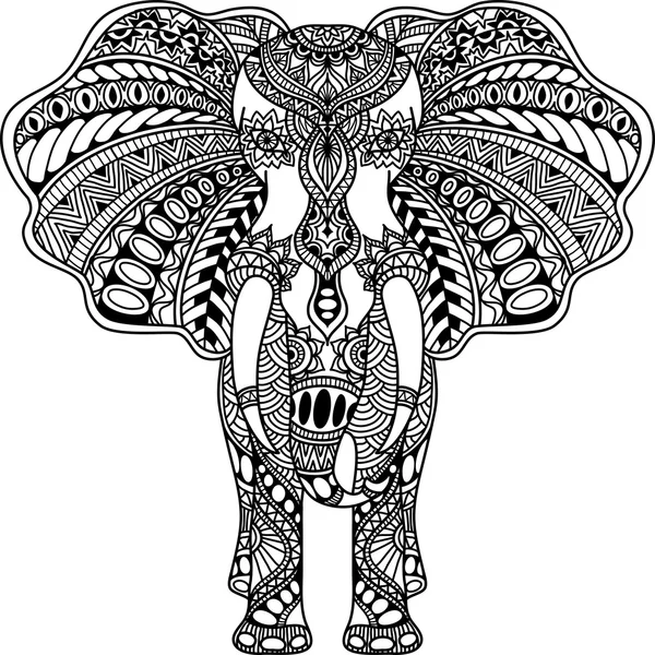 Вектор Хенна Менди, украшенный Индийским слоном — стоковый вектор