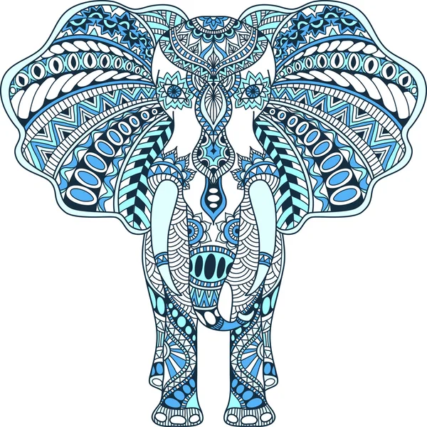 Vector blå inredda indisk elefant — Stock vektor