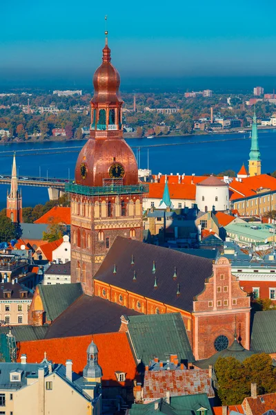 Aerial view of Old Town and Daugava, Riga, Latvia — Stock Photo, Image