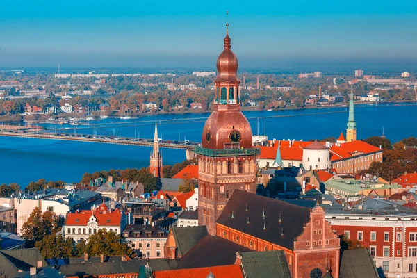 Aerial view of Old Town and Daugava, Riga, Latvia — Stock Photo, Image