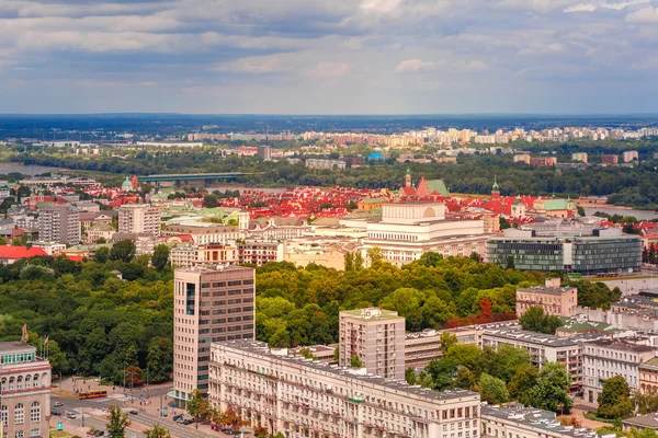 Vista aérea del casco antiguo y moderno, Varsovia, Polonia —  Fotos de Stock