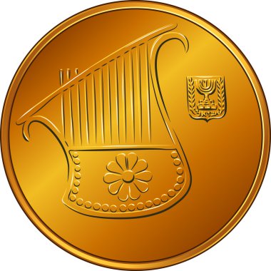 Vector Gold Israeli money half-shekel coin clipart