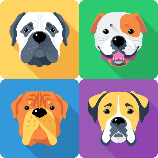Conjunto de cabeça de cão ícone design plano — Vetor de Stock
