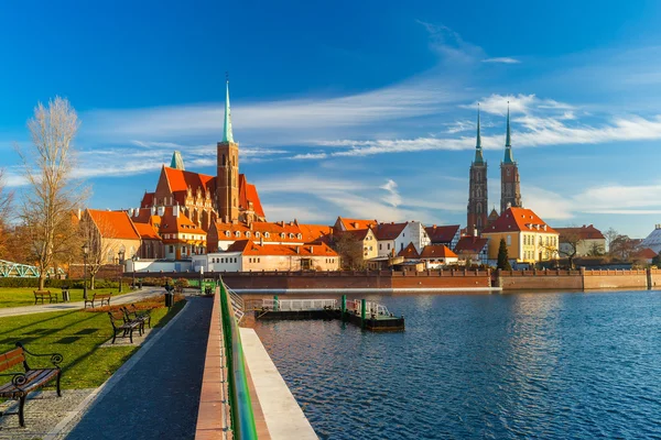 Isola della Cattedrale al mattino, Breslavia, Polonia — Foto Stock