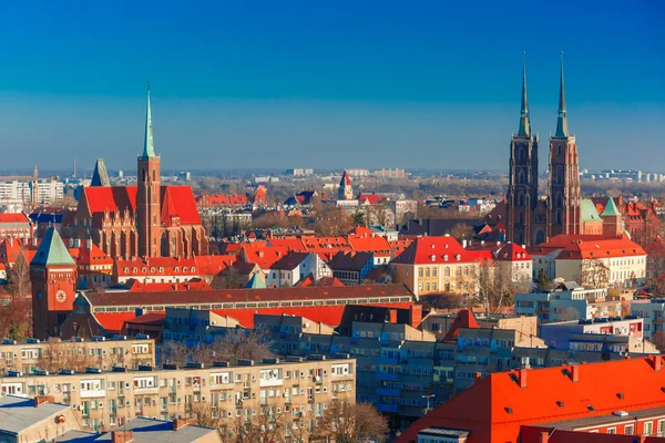 Vista aérea de Wroclaw pela manhã — Fotografia de Stock
