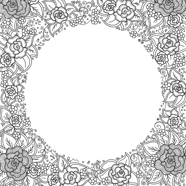 Vektor svart och vitt blommönster — Stock vektor