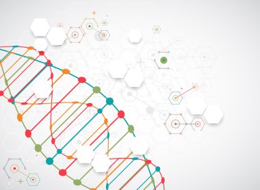 Scientific template with DNA molecules clipart