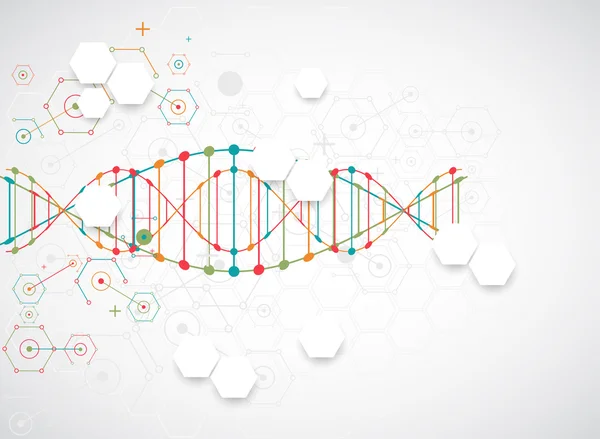 Научный шаблон с молекулами ДНК — стоковый вектор