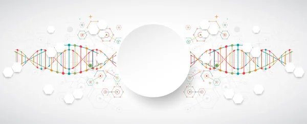 Templat ilmiah dengan molekul DNA - Stok Vektor