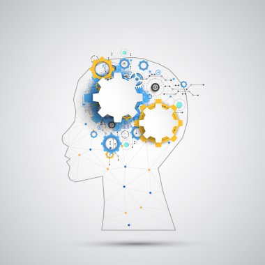 Yaratıcı beyin kavram insan silueti ile