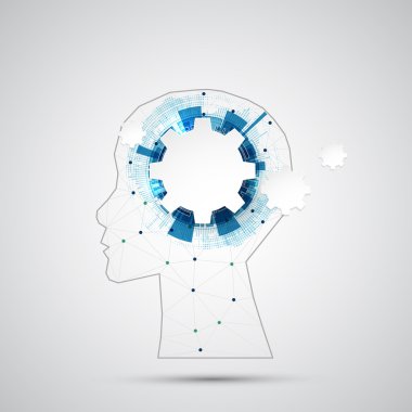 Yaratıcı beyin kavram insan silueti ile