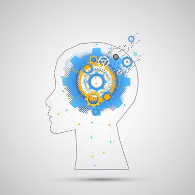 Yaratıcı beyin kavram insan silueti ile