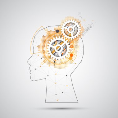 Yaratıcı beyin kavram insan silueti ile