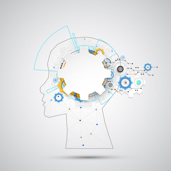 Creative brain concept with human silhouette