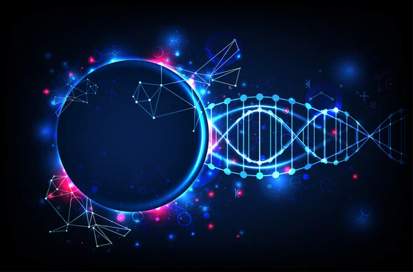 Templat Ilmu Abstrak dengan molekul DNA - Stok Vektor