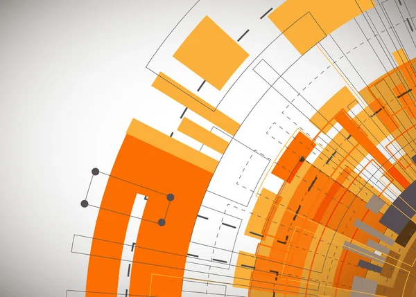 Abstract oranje gekleurde technologische achtergrond — Stockvector