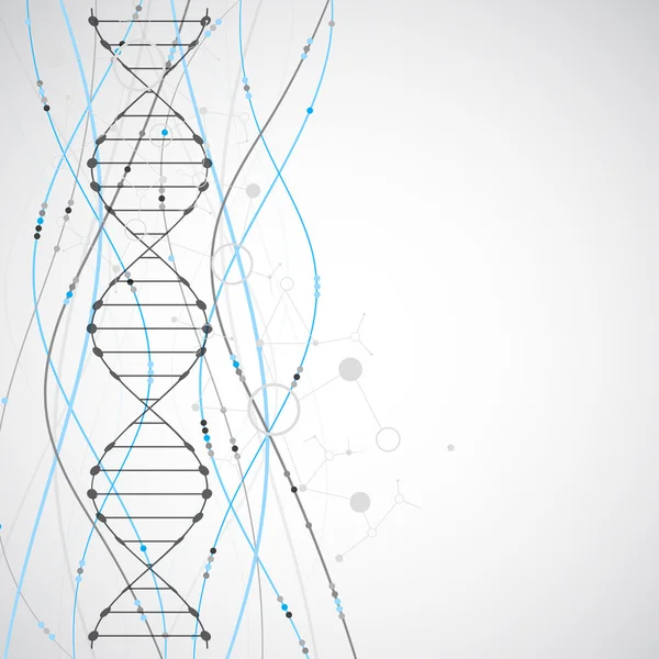 DNA moleküllü bilim şablonu, duvar kağıdı veya afiş. — Stok Vektör