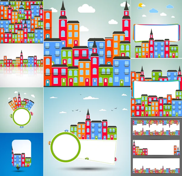 Set of Colorful cities — Stock Vector
