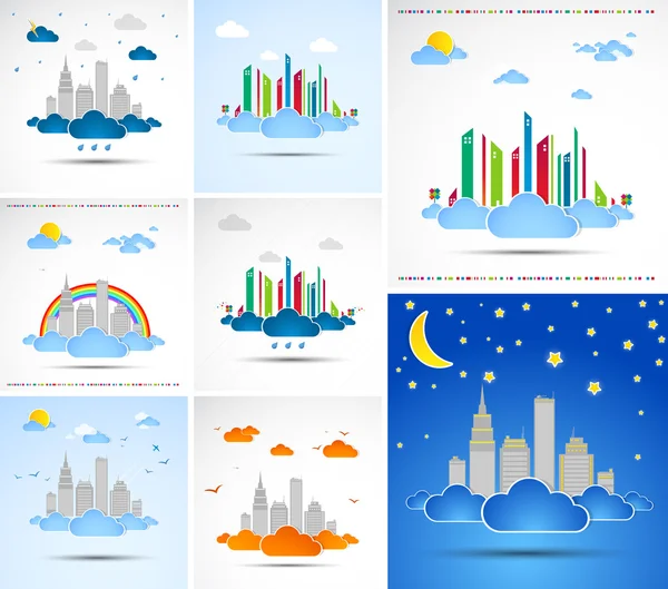 Set of Colorful cities — Stock Vector